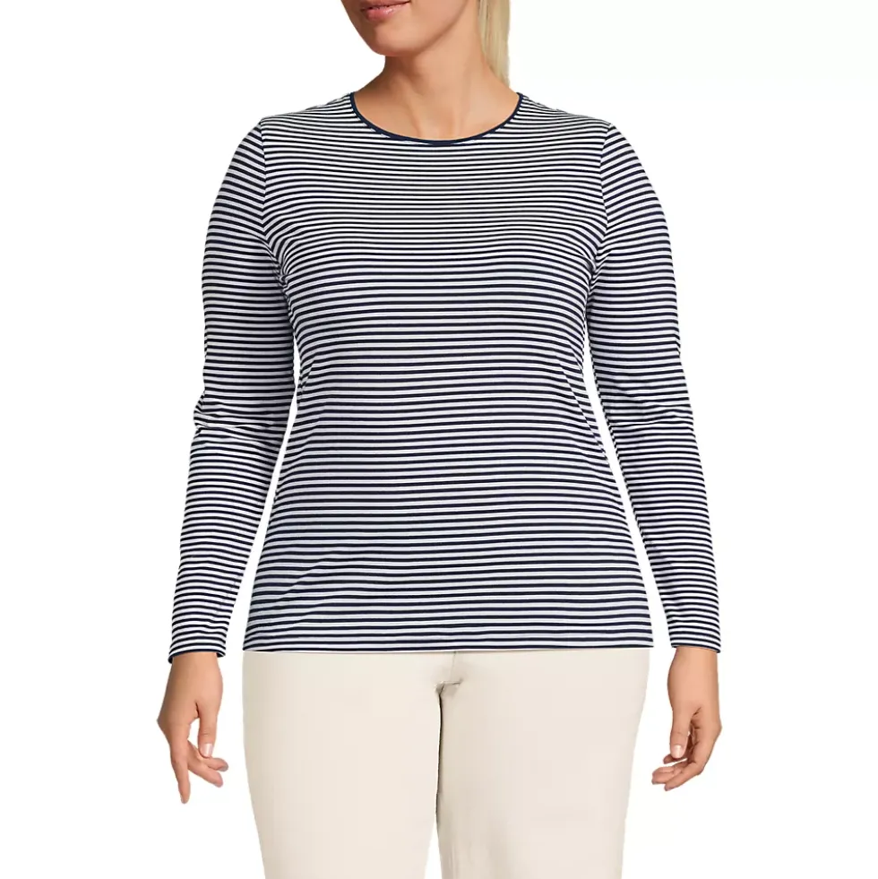 Women's Lightweight Jersey Skimming Long Sleeve Crew Neck T-shirt