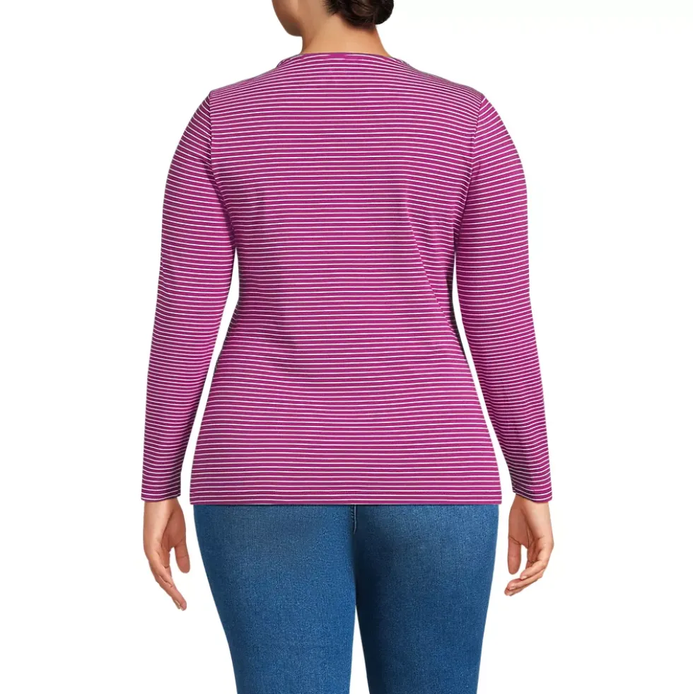 Women's Lightweight Jersey Skimming Long Sleeve Crew Neck T-shirt