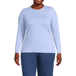 Women's Lightweight Jersey Skimming Long Sleeve Crew Neck T-shirt