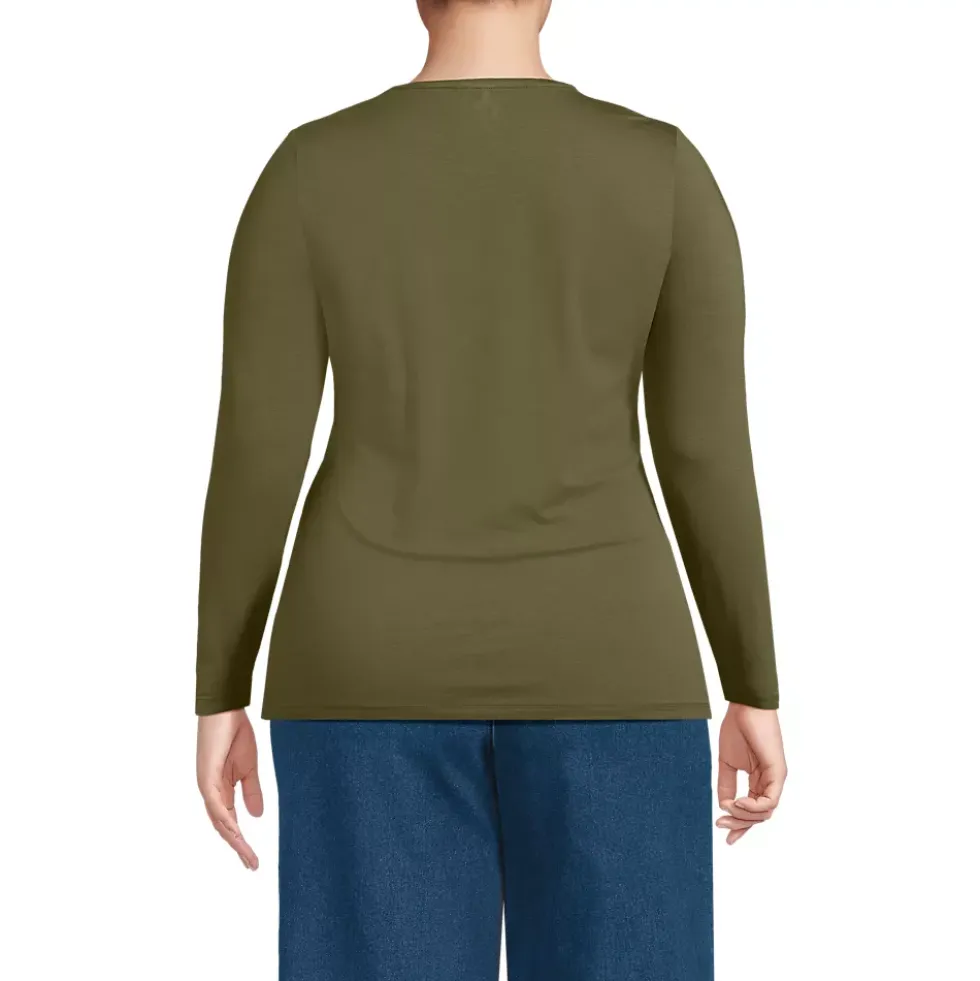 Women's Lightweight Jersey Skimming Long Sleeve Crew Neck T-shirt