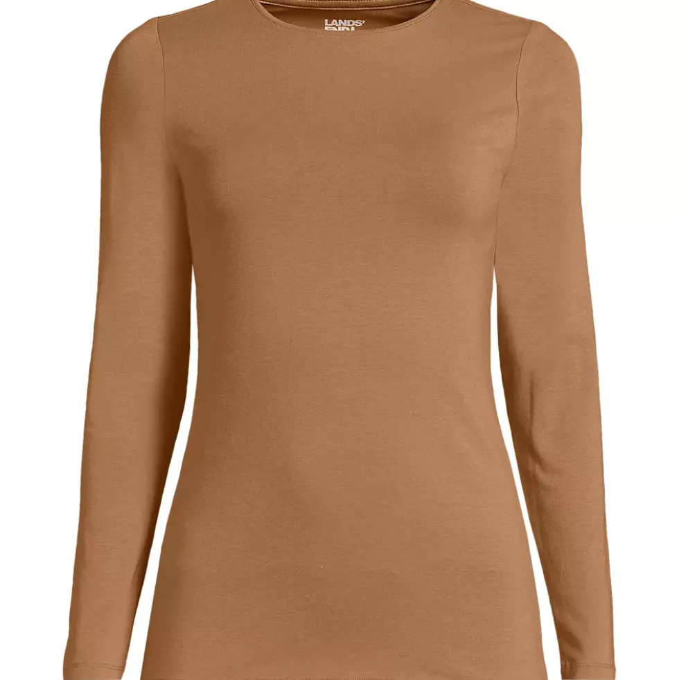 Women's Lightweight Jersey Skimming Long Sleeve Crew Neck T-shirt