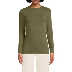 Women's Lightweight Jersey Skimming Long Sleeve Crew Neck T-shirt
