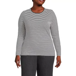 Women's Lightweight Jersey Skimming Long Sleeve Crew Neck T-shirt
