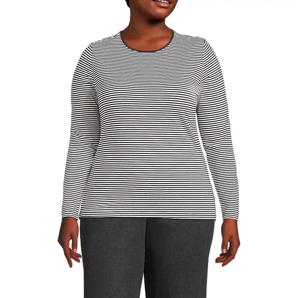 Women's Lightweight Jersey Skimming Long Sleeve Crew Neck T-shirt