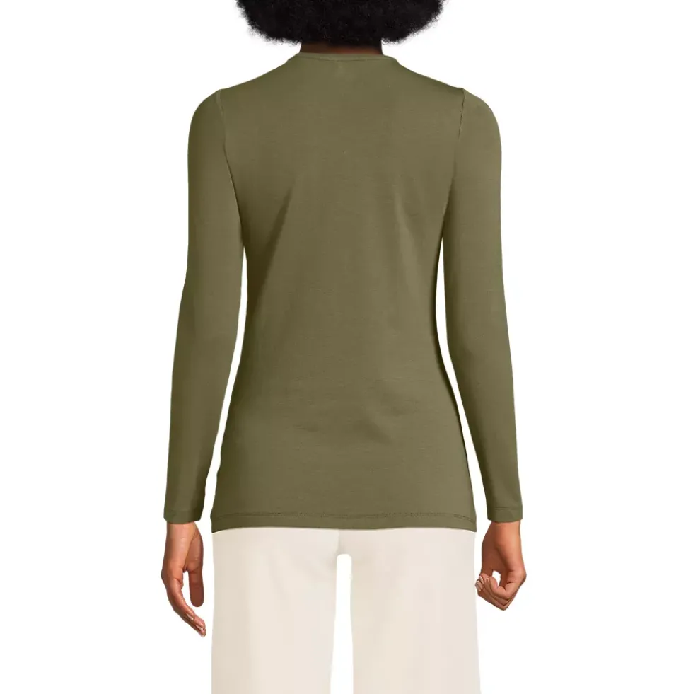 Women's Lightweight Jersey Skimming Long Sleeve Crew Neck T-shirt