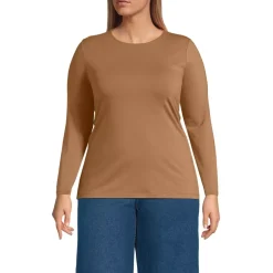 Women's Lightweight Jersey Skimming Long Sleeve Crew Neck T-shirt