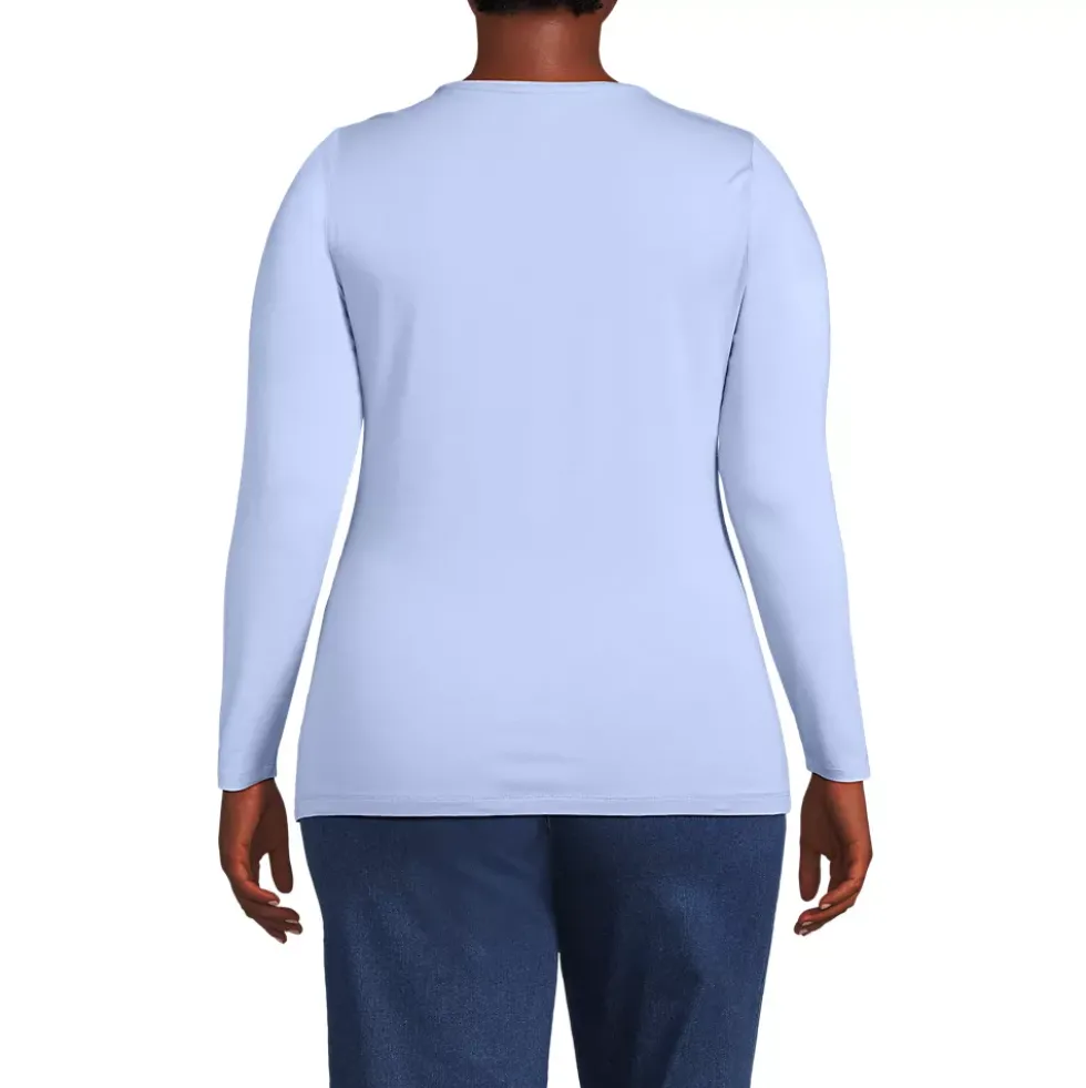 Women's Lightweight Jersey Skimming Long Sleeve Crew Neck T-shirt