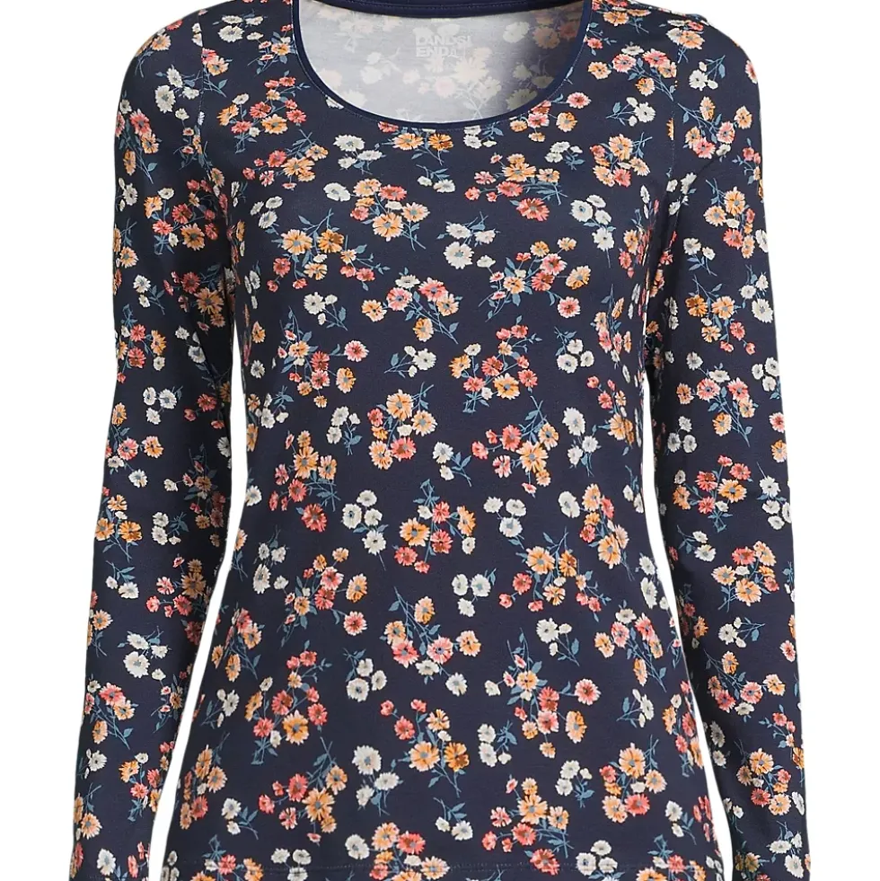 Women's Lightweight Jersey Skimming Long Sleeve Scoop Neck T-shirt