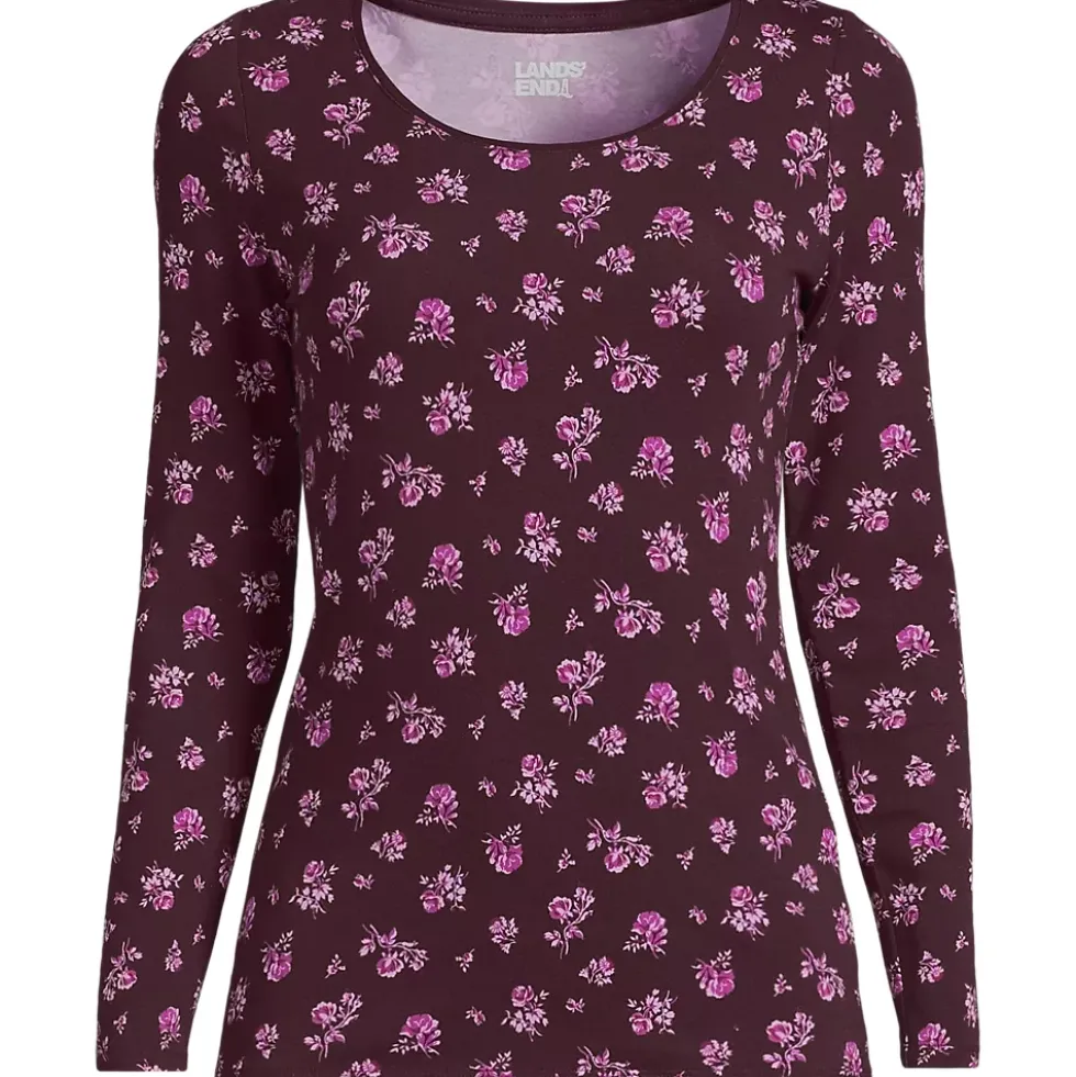 Women's Lightweight Jersey Skimming Long Sleeve Scoop Neck T-shirt