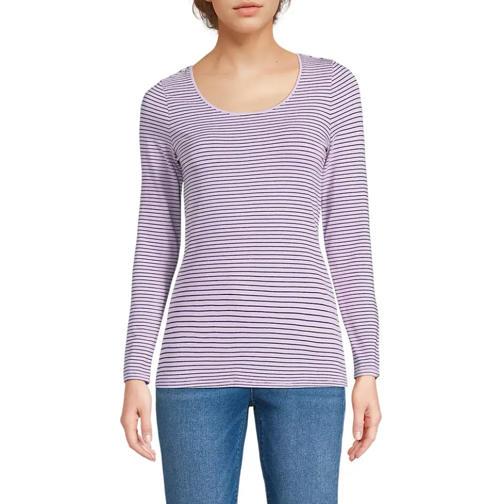 Women's Lightweight Jersey Skimming Long Sleeve Scoop Neck T-shirt