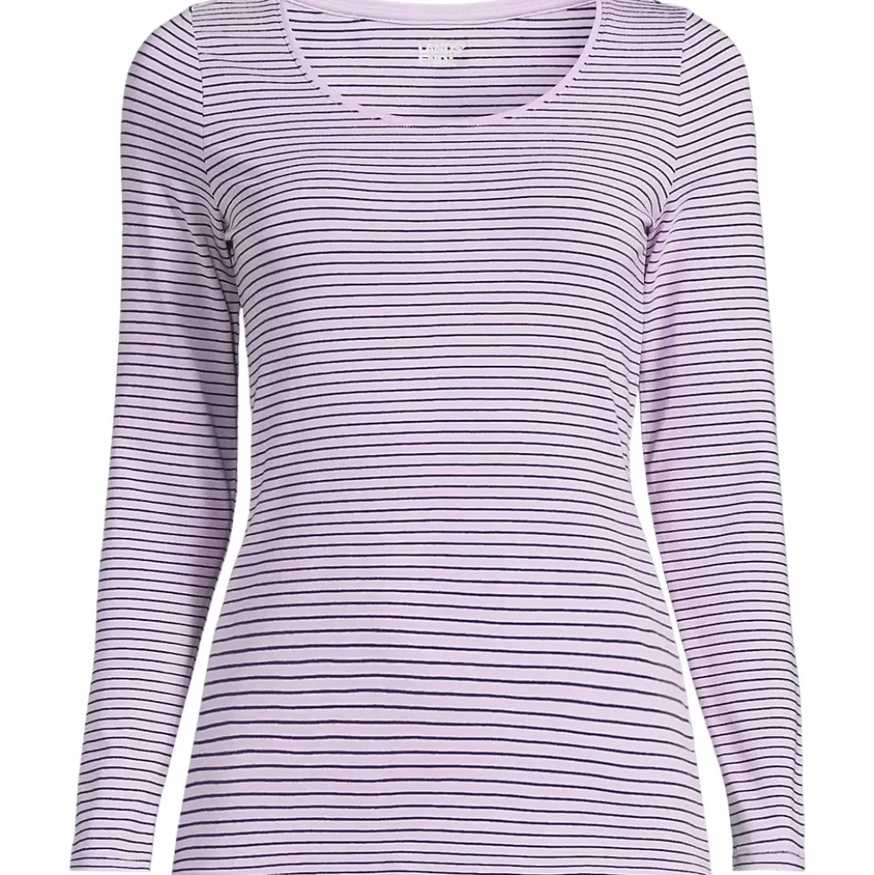 Women's Lightweight Jersey Skimming Long Sleeve Scoop Neck T-shirt