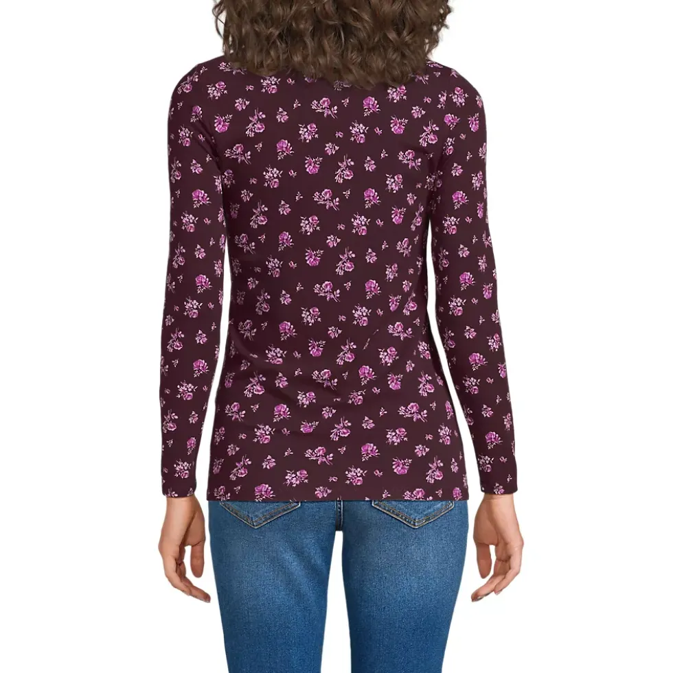 Women's Lightweight Jersey Skimming Long Sleeve Scoop Neck T-shirt