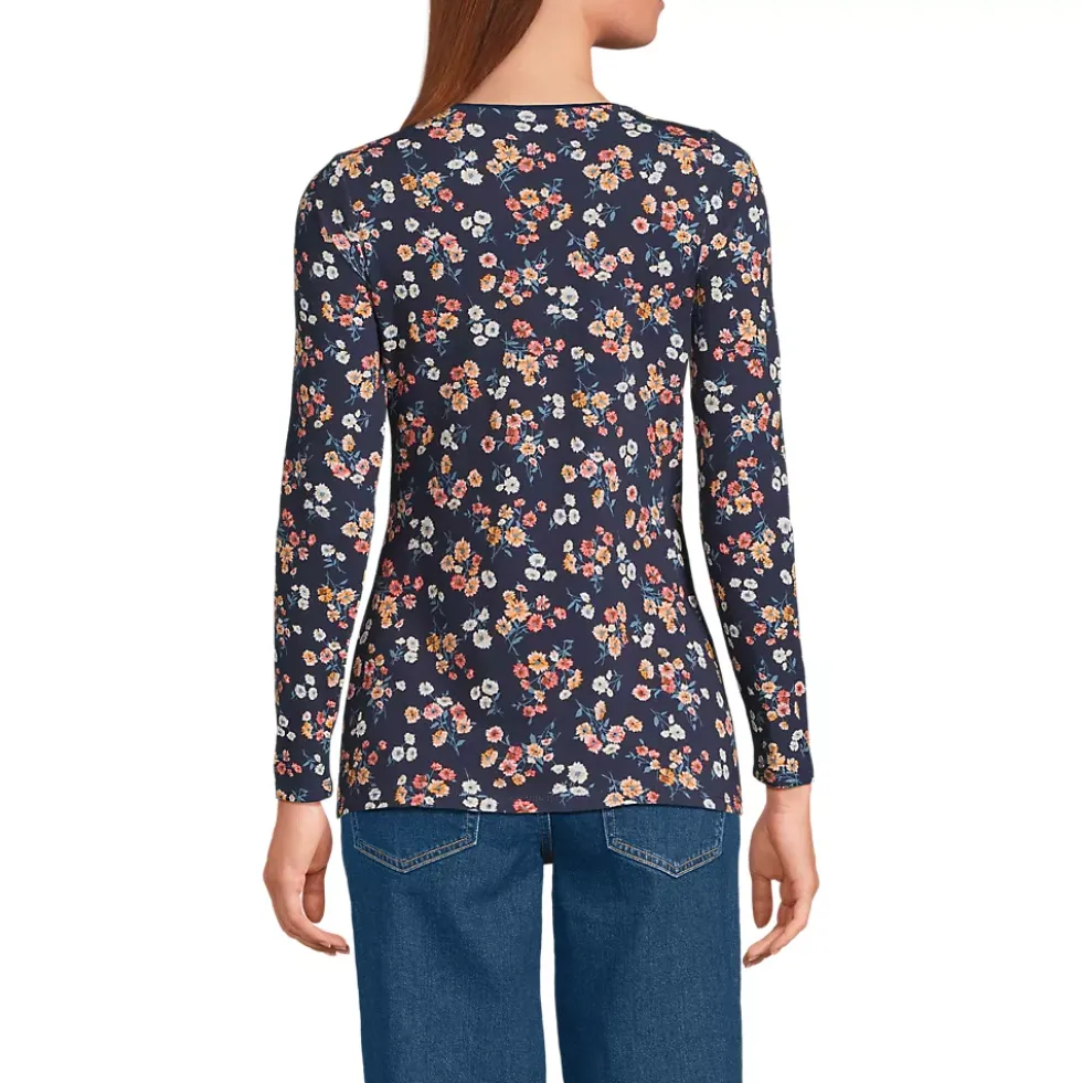 Women's Lightweight Jersey Skimming Long Sleeve Scoop Neck T-shirt
