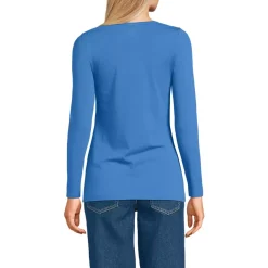 Women's Lightweight Jersey Skimming Long Sleeve Scoop Neck T-shirt