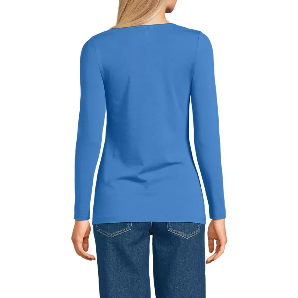 Women's Lightweight Jersey Skimming Long Sleeve Scoop Neck T-shirt