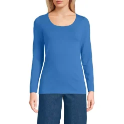 Women's Lightweight Jersey Skimming Long Sleeve Scoop Neck T-shirt