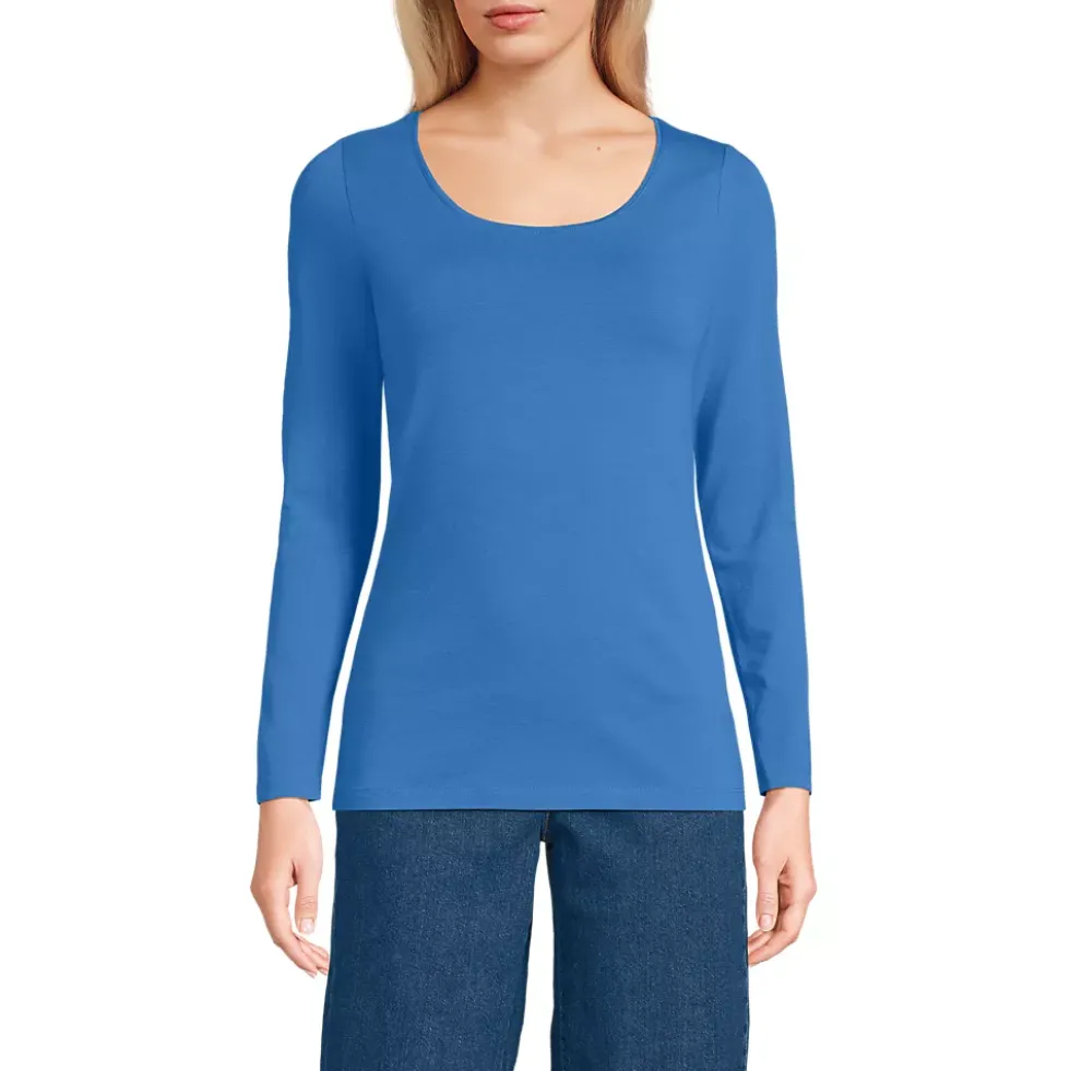 Women's Lightweight Jersey Skimming Long Sleeve Scoop Neck T-shirt