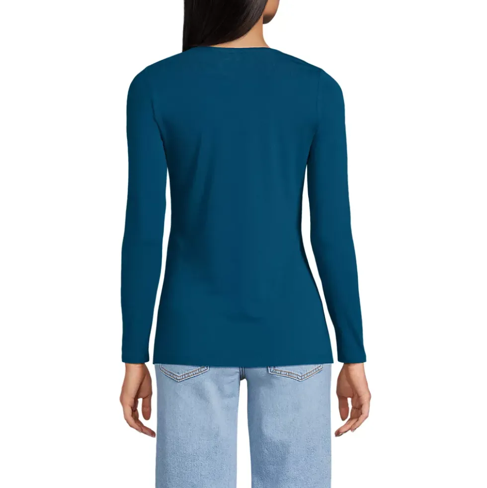 Women's Lightweight Jersey Skimming Long Sleeve Scoop Neck T-shirt