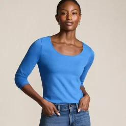 Women's Lightweight Jersey Skimming Long Sleeve Scoop Neck T-shirt