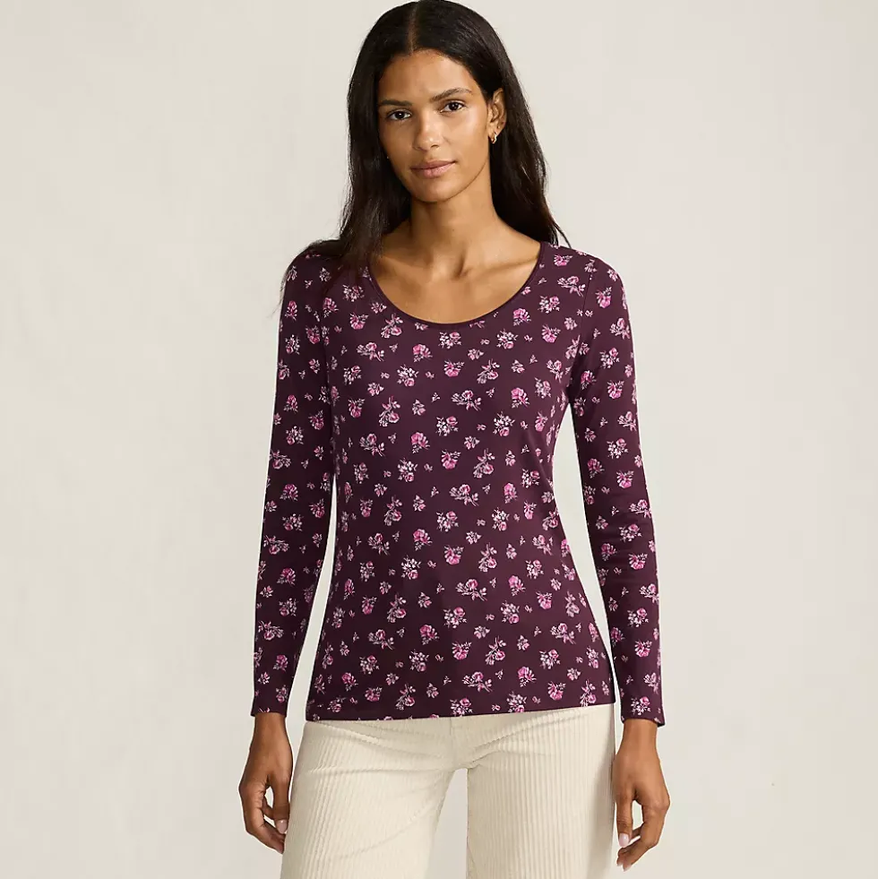 Women's Lightweight Jersey Skimming Long Sleeve Scoop Neck T-shirt