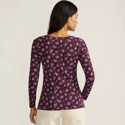 Women's Lightweight Jersey Skimming Long Sleeve Scoop Neck T-shirt