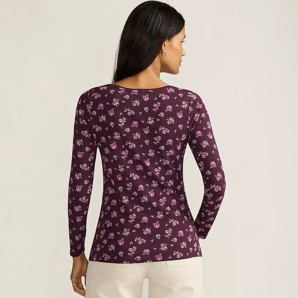 Women's Lightweight Jersey Skimming Long Sleeve Scoop Neck T-shirt