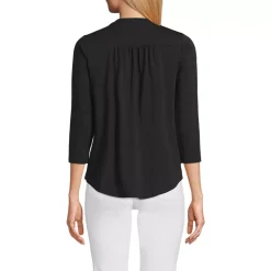 Women's Lightweight Jersey 3/4 Sleeve Notchneck Blouse
