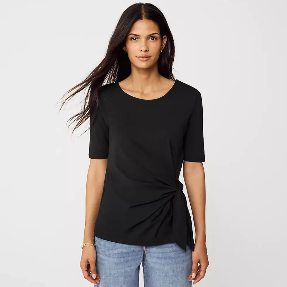 Women's Lightweight Jersey Tie Front Top