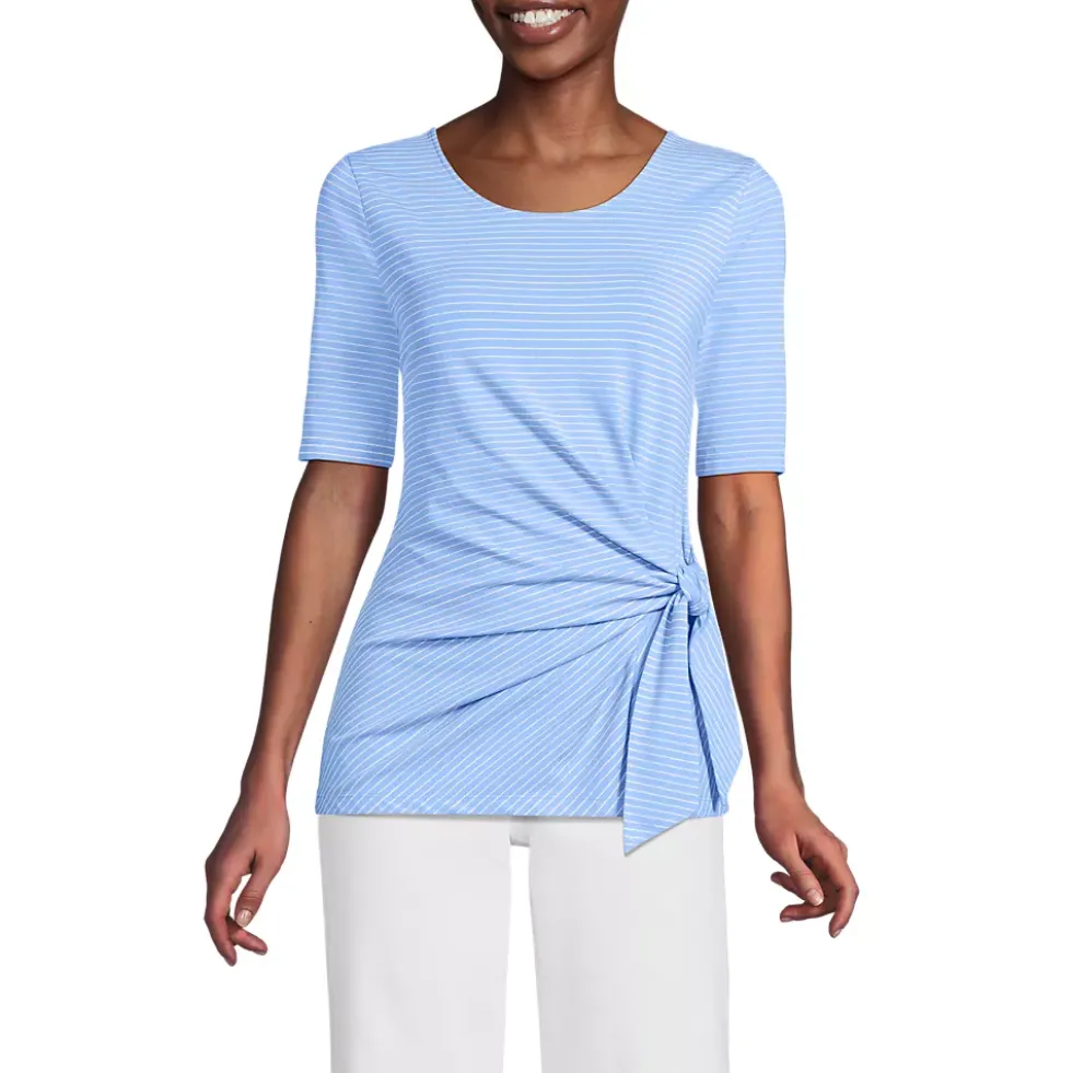 Women's Lightweight Jersey Tie Front Top