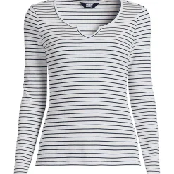 Women's Lightweight Waffle Long Sleeve Notch Neck T-Shirt