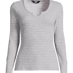 Women's Lightweight Waffle Long Sleeve Notch Neck T-Shirt