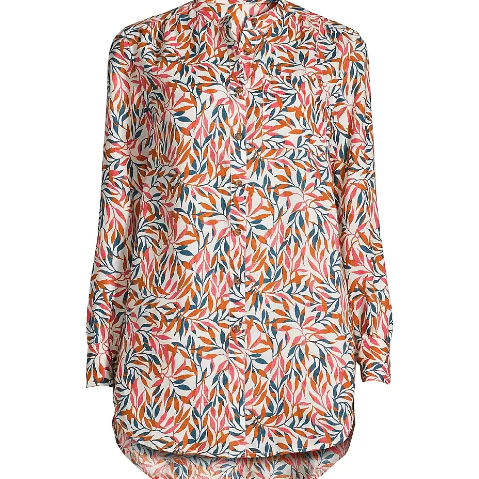Women's Linen A-Line Long Sleeve Tunic Top