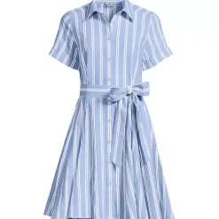 Women's Linen Blend Button Front Dress with Godets