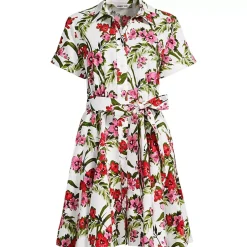 Women's Linen Blend Button Front Dress with Godets