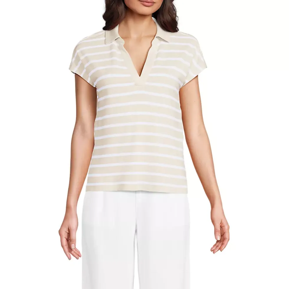 Women's Linen Blend Johnny Collar Polo