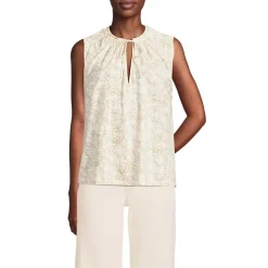 Women's Linen Blend Notch Neck Swing Tank Top