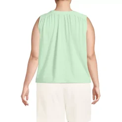 Women's Linen Blend Notch Neck Swing Tank Top
