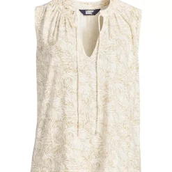 Women's Linen Blend Notch Neck Swing Tank Top