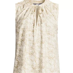 Women's Linen Blend Notch Neck Swing Tank Top