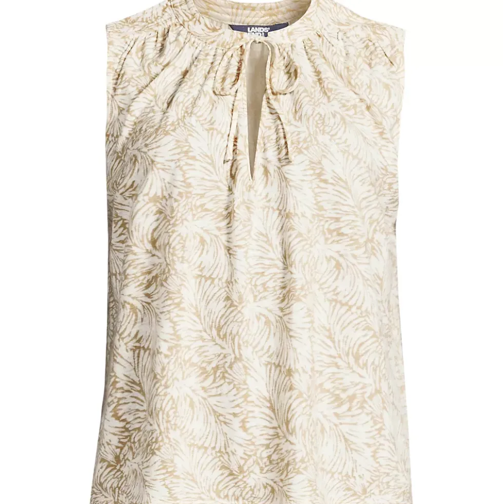 Women's Linen Blend Notch Neck Swing Tank Top