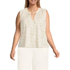 Women's Linen Blend Notch Neck Swing Tank Top