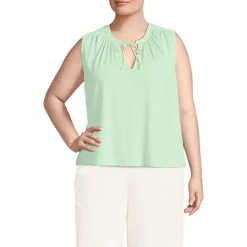 Women's Linen Blend Notch Neck Swing Tank Top