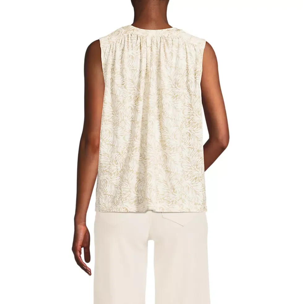 Women's Linen Blend Notch Neck Swing Tank Top