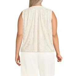 Women's Linen Blend Notch Neck Swing Tank Top