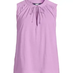Women's Linen Blend Notch Neck Swing Tank Top