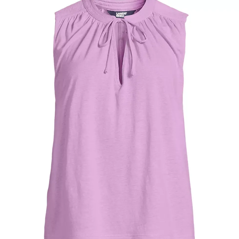 Women's Linen Blend Notch Neck Swing Tank Top