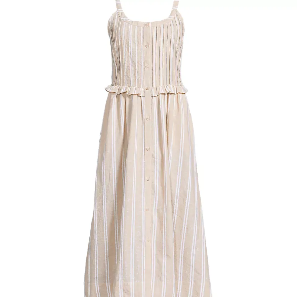 Women's Linen Blend Pintuck Tank Midi Dress