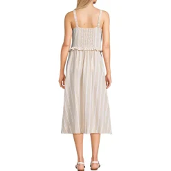 Women's Linen Blend Pintuck Tank Midi Dress