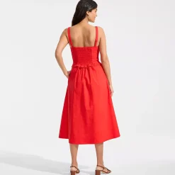 Women's Linen Blend Pintuck Tank Midi Dress