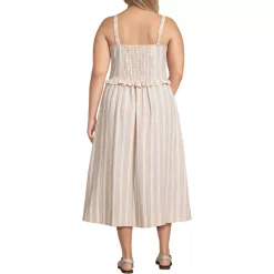 Women's Linen Blend Pintuck Tank Midi Dress